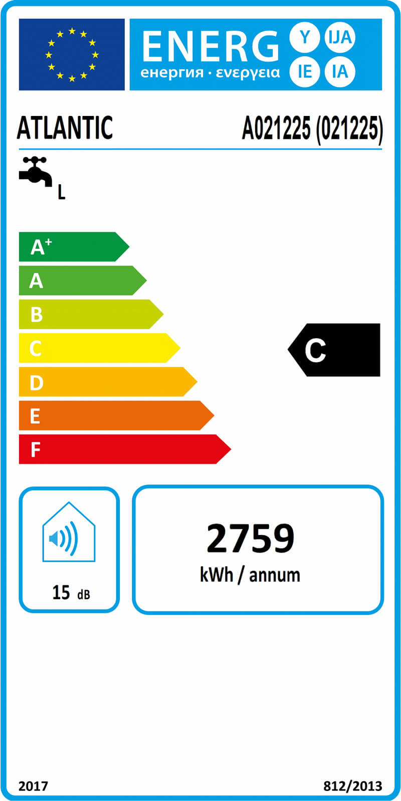 étiquette énergétique ATLANTIC CHAUFFEO 100L VM COMPACT 021225 ErP