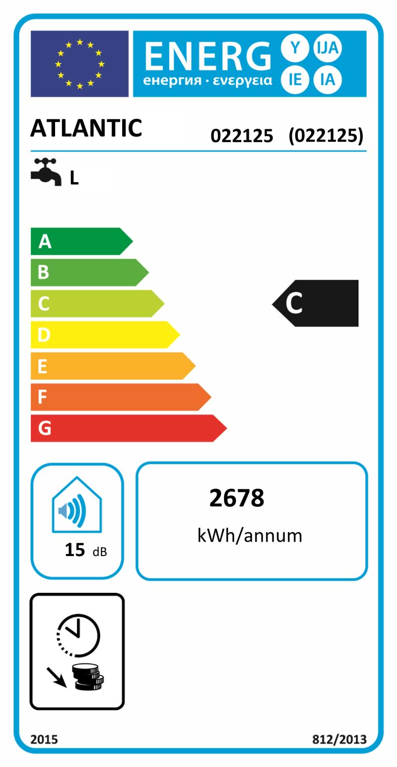 étiquette énergétique ATLANTIC CHAUFFEO 250L VS 022125 ErP