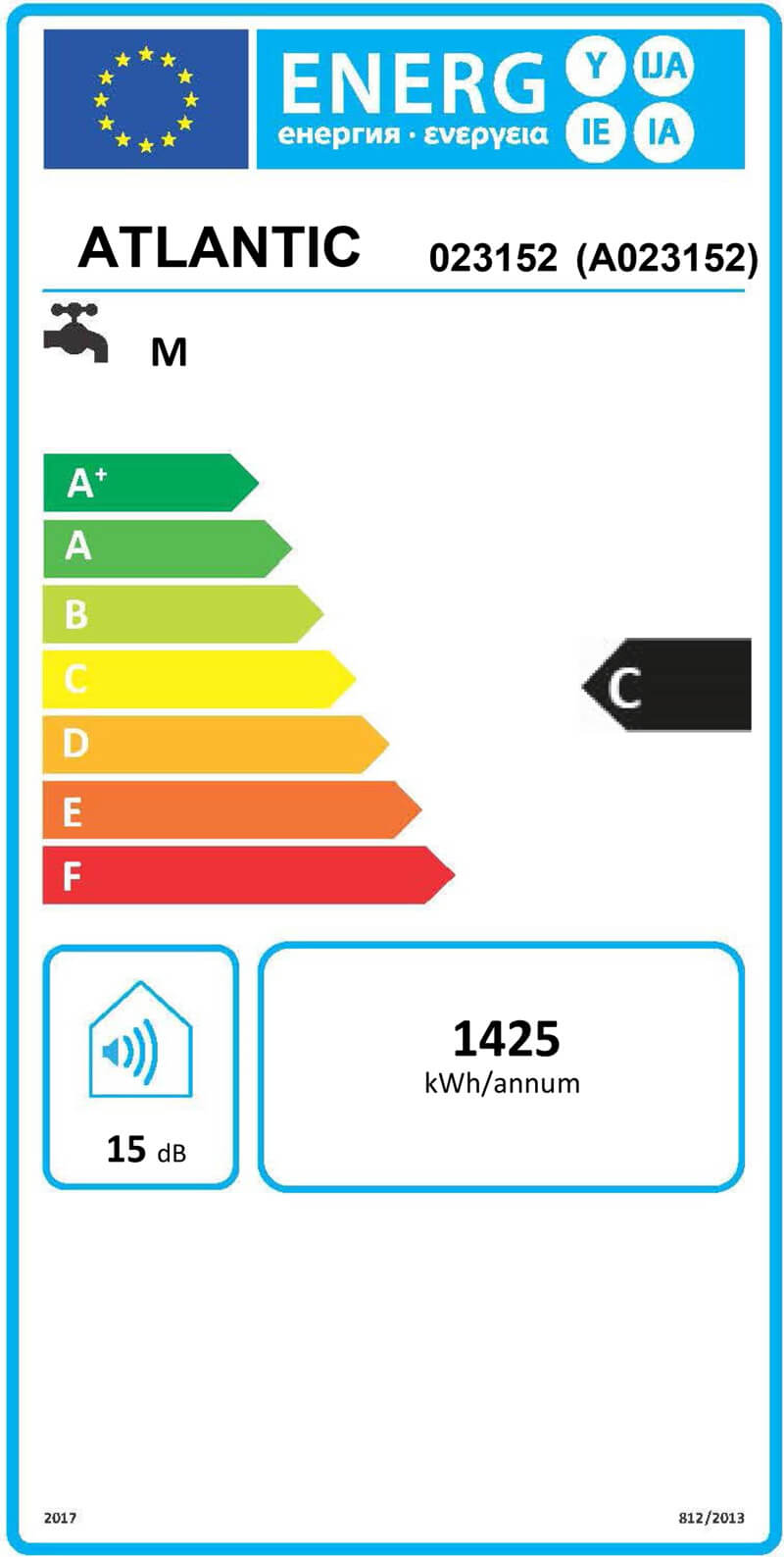 étiquette énergétique ATLANTIC CHAUFFEO 75L HM 023152 ErP