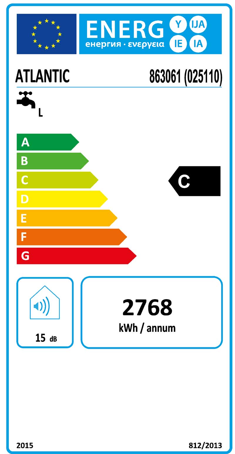 étiquette énergétique ATLANTIC CHAUFFEO 100L HM 025110 ErP
