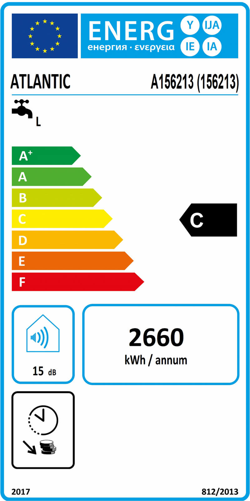 étiquette énergétique ATLANTIC ZENEO 200L VM COMPACT 156213 ErP