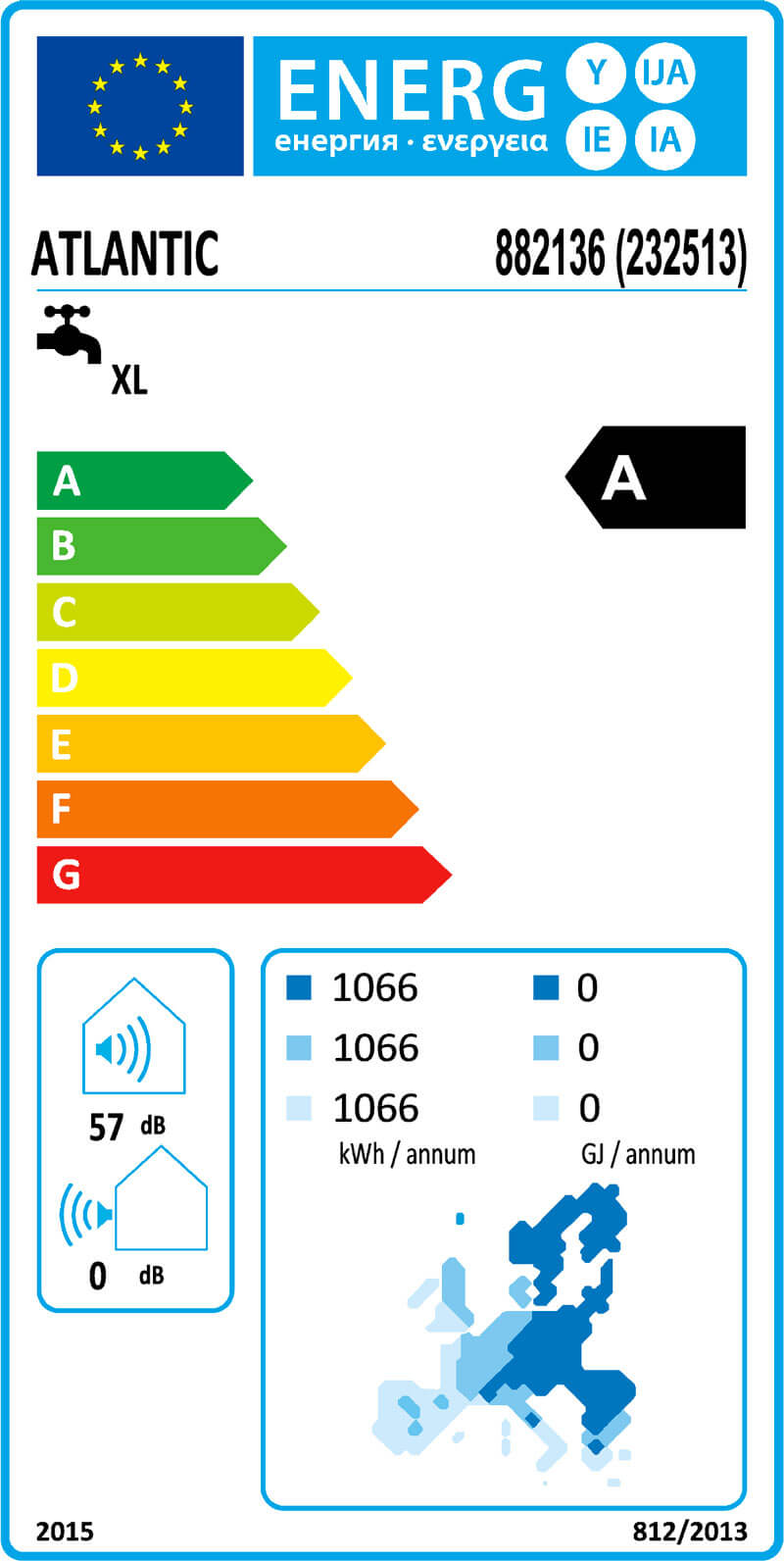 étiquette énergétique ATLANTIC EGEO 270L VS 232513 ErP